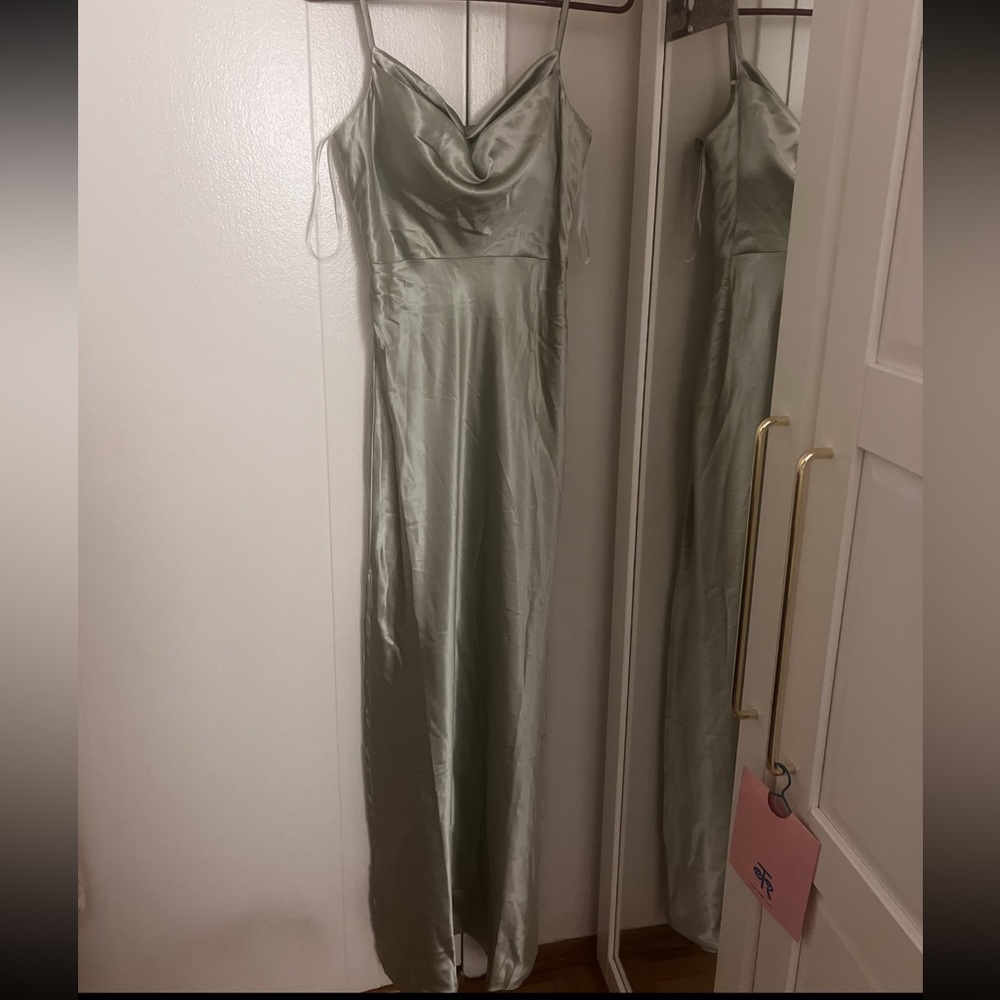 Light Green Silk Long Cocktail Dress New With Tags!